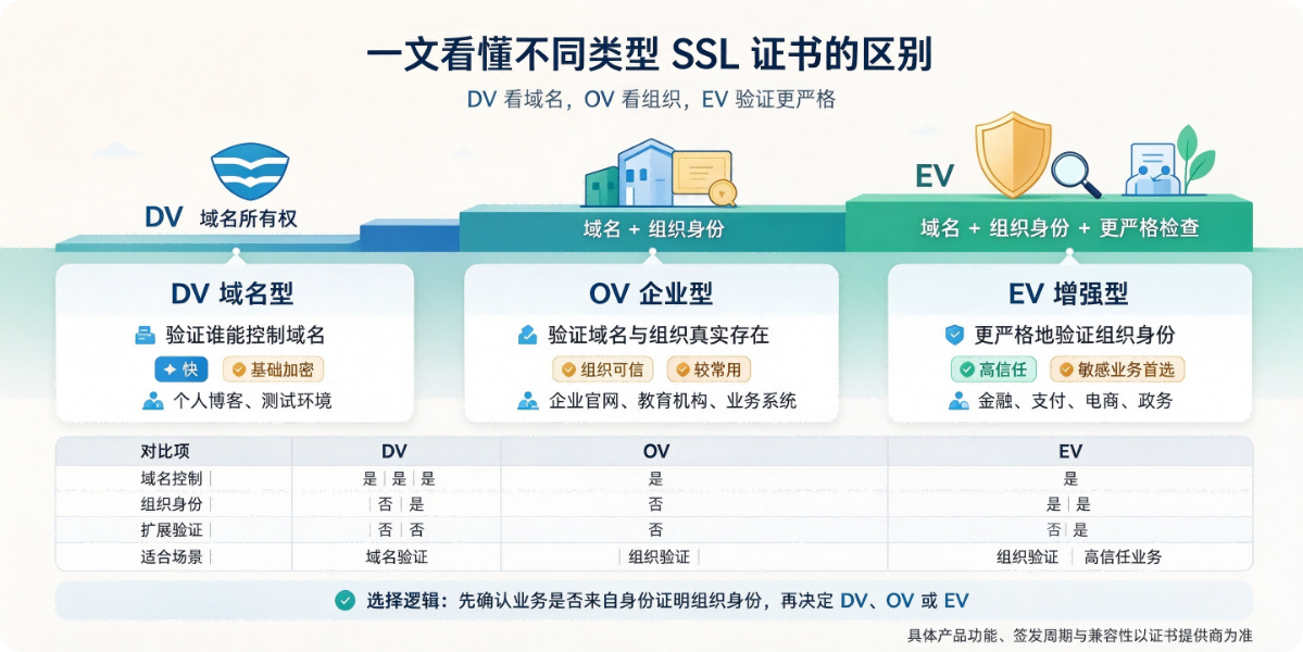 一文看懂不同类型SSL证书的区别