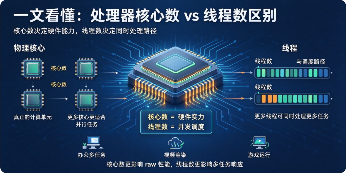 一文看懂：处理器核心数 vs 线程数区别