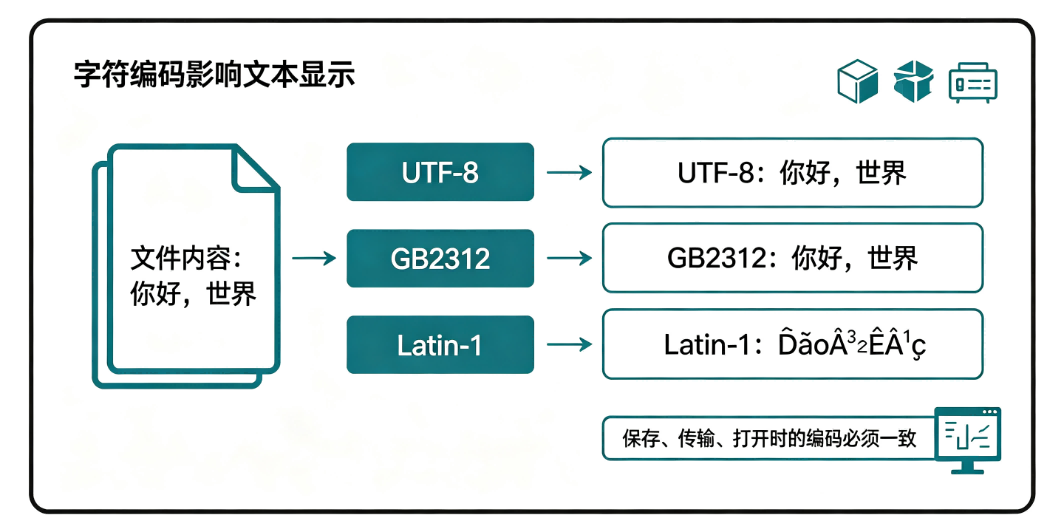 不同字符编码对文本显示的影响