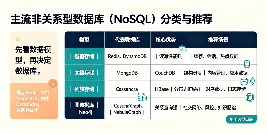 主流非关系型数据库（NoSQL）分类与推荐