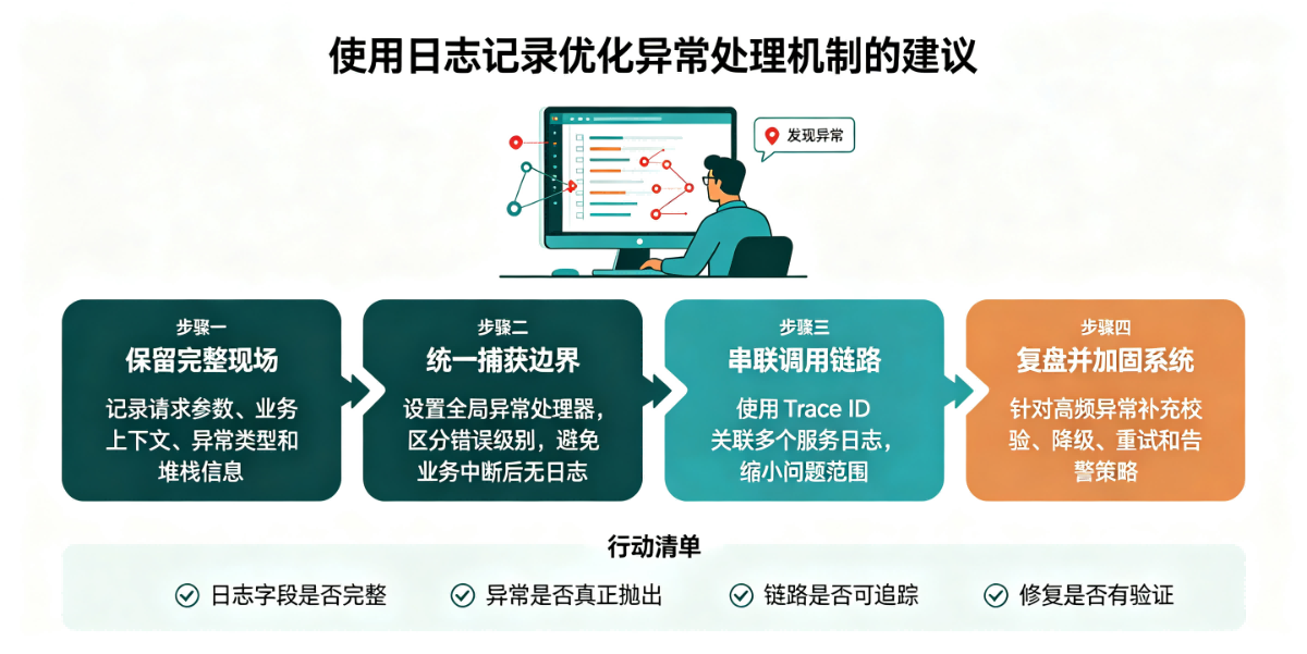 使用日志记录优化异常处理机制的建议