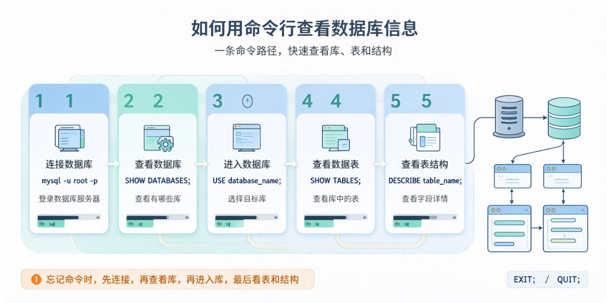 如何用命令行查看数据库信息