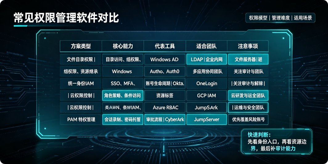 常见权限管理软件对比