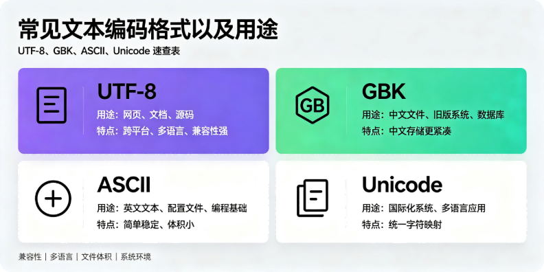 常见编码格式以及用途