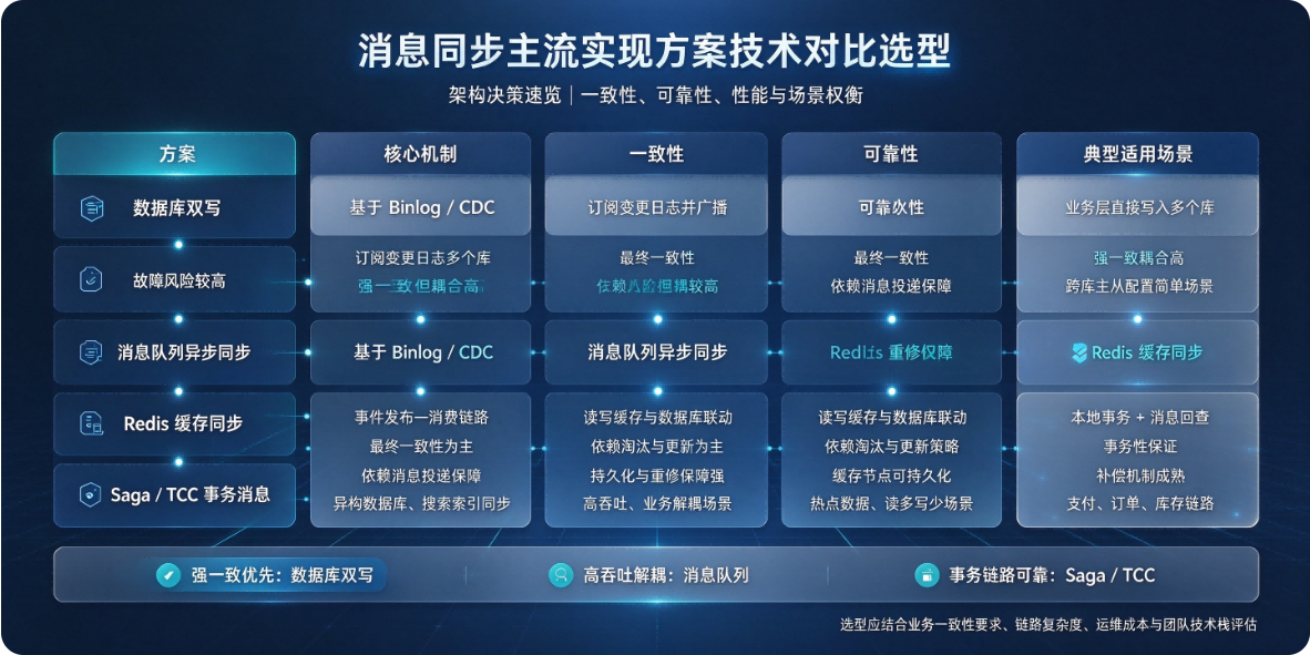 消息同步主流实现方案技术对比选型
