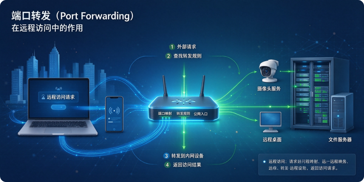 端口转发（Port Forwarding）在远程访问中的作用