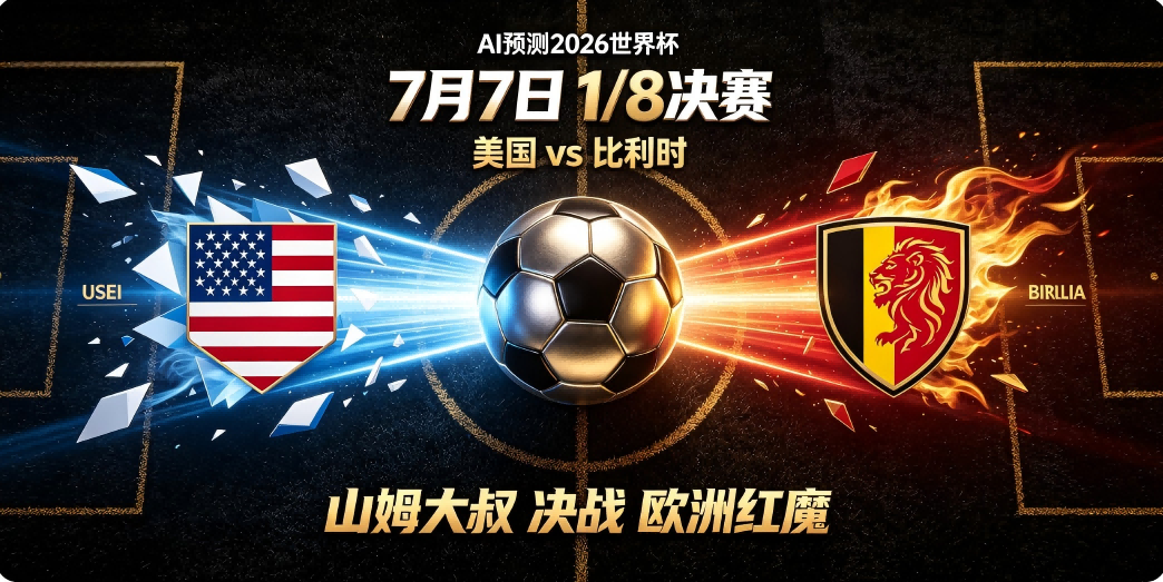 🏆 AI预测2026世界杯—7月7日1/8决赛：美国 vs 比利时——"山姆大叔"决战"欧洲红魔"