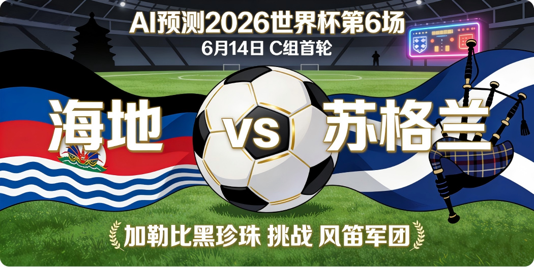 🏟️  AI预测2026世界杯第6场—6月14日C组首轮：海地 vs 苏格兰——"加勒比黑珍珠"挑战"风笛军团"