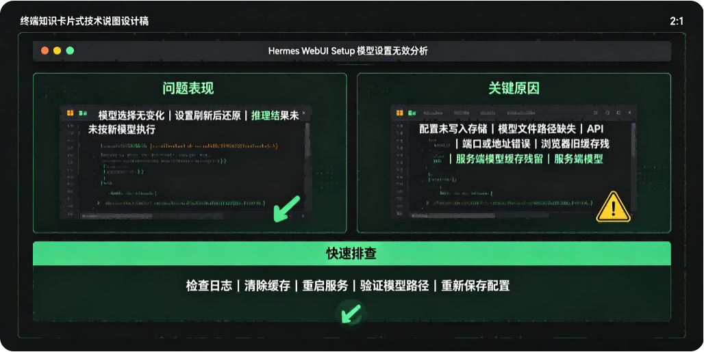 Hermes WebUI页面setup设置模型后无效的原因分析
