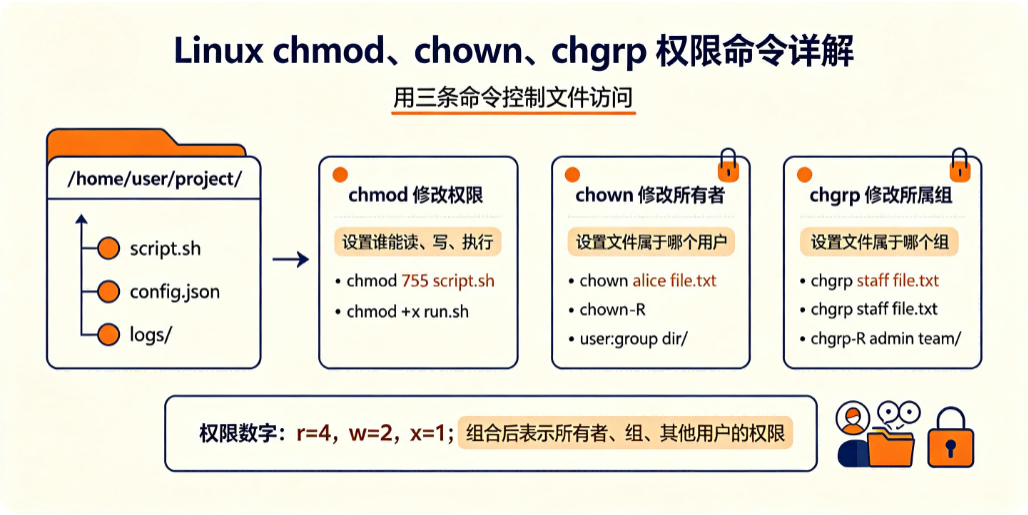Linux chmod、chown、chgrp 权限命令详解