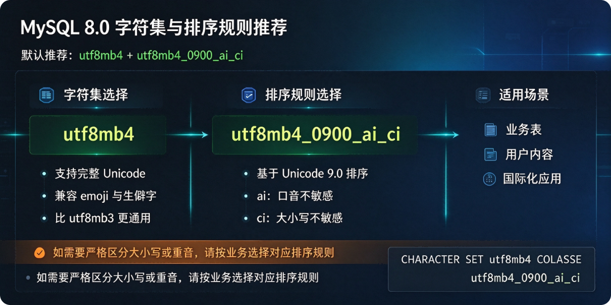 MySQL8.0 字符集 utf8mb4排序规则推荐