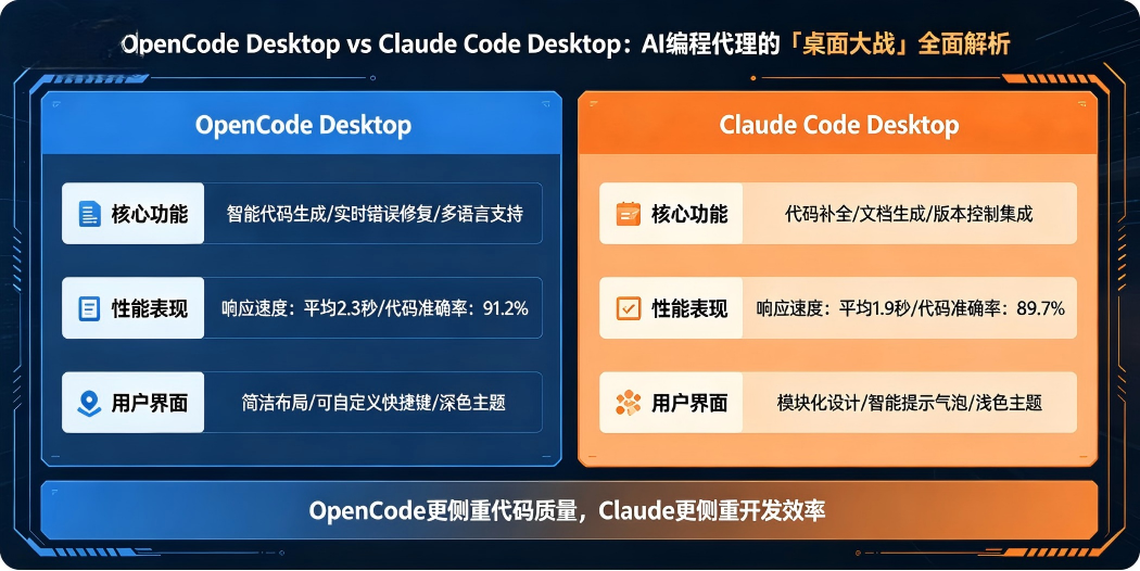 OpenCode Desktop vs Claude Code Desktop：AI 编程代理的「桌面大战」全面解析 - 小易撩挨踢