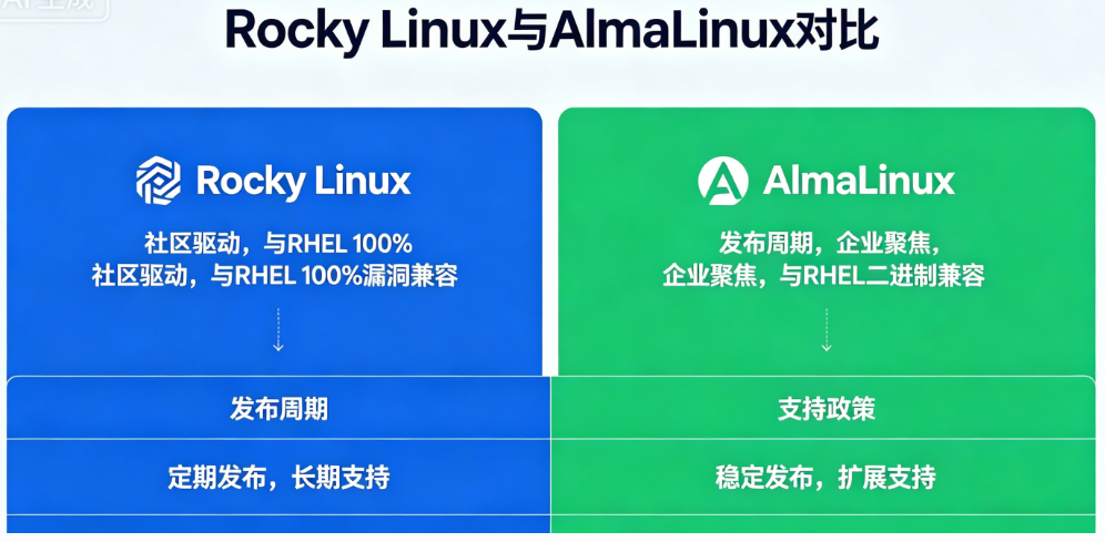 Rocky Linux vs AlmaLinux：RHEL 二进制兼容版本全面对比分析