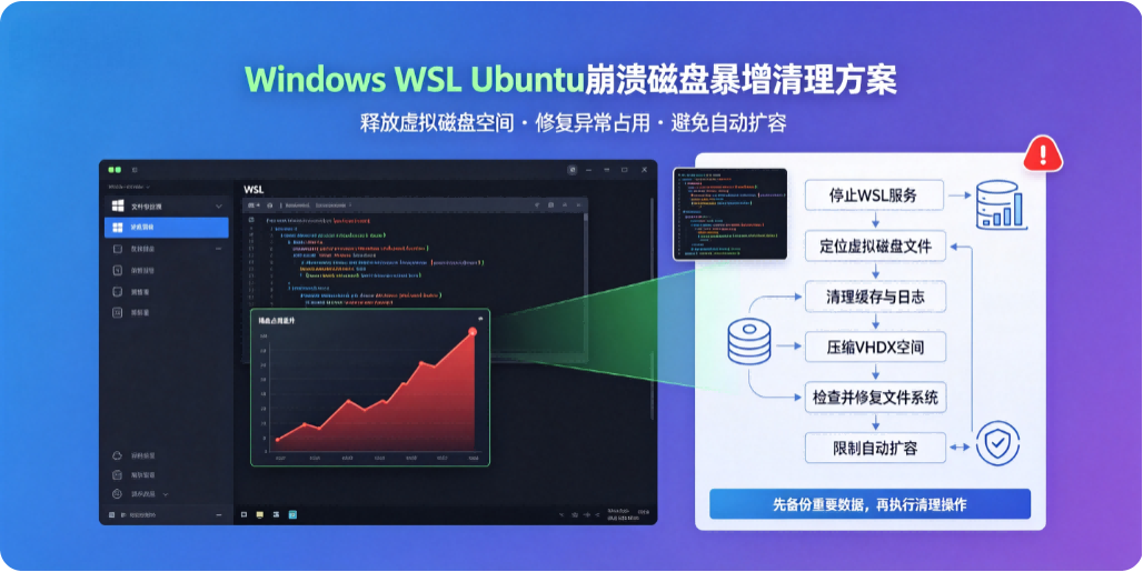 Windows系统下WSL Ubuntu 崩溃磁盘暴增完整清理方案